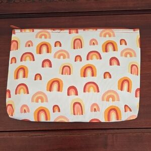 Thirty-One Boho Rainbow Zippered Pouch- Orange and Pink